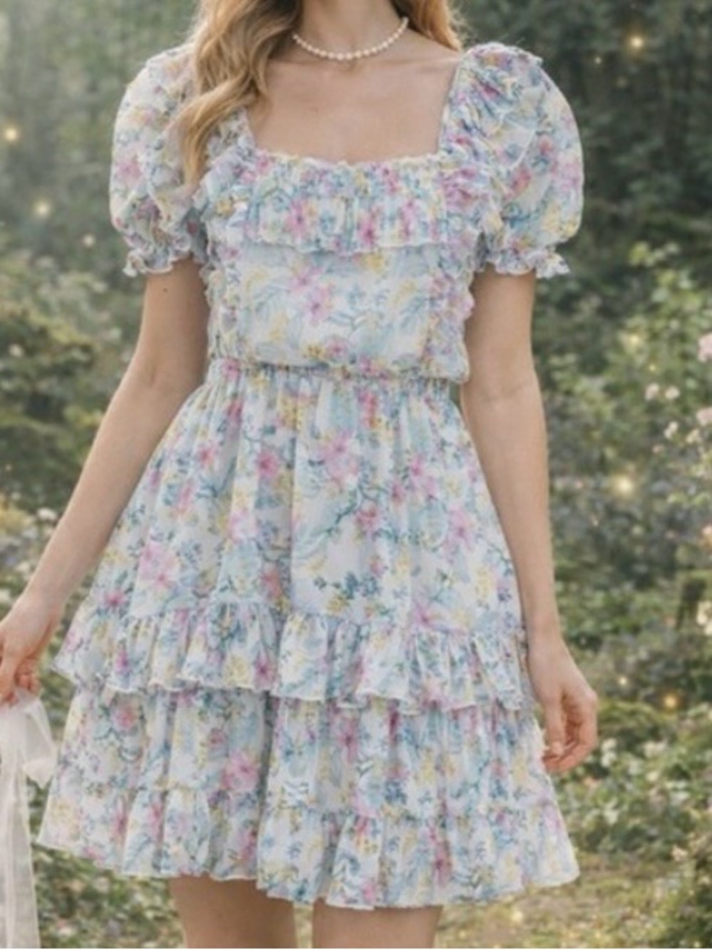 LOVESHACKFANCY Ivoire Floral Chiffon Mini Dress size S fairycore coquette